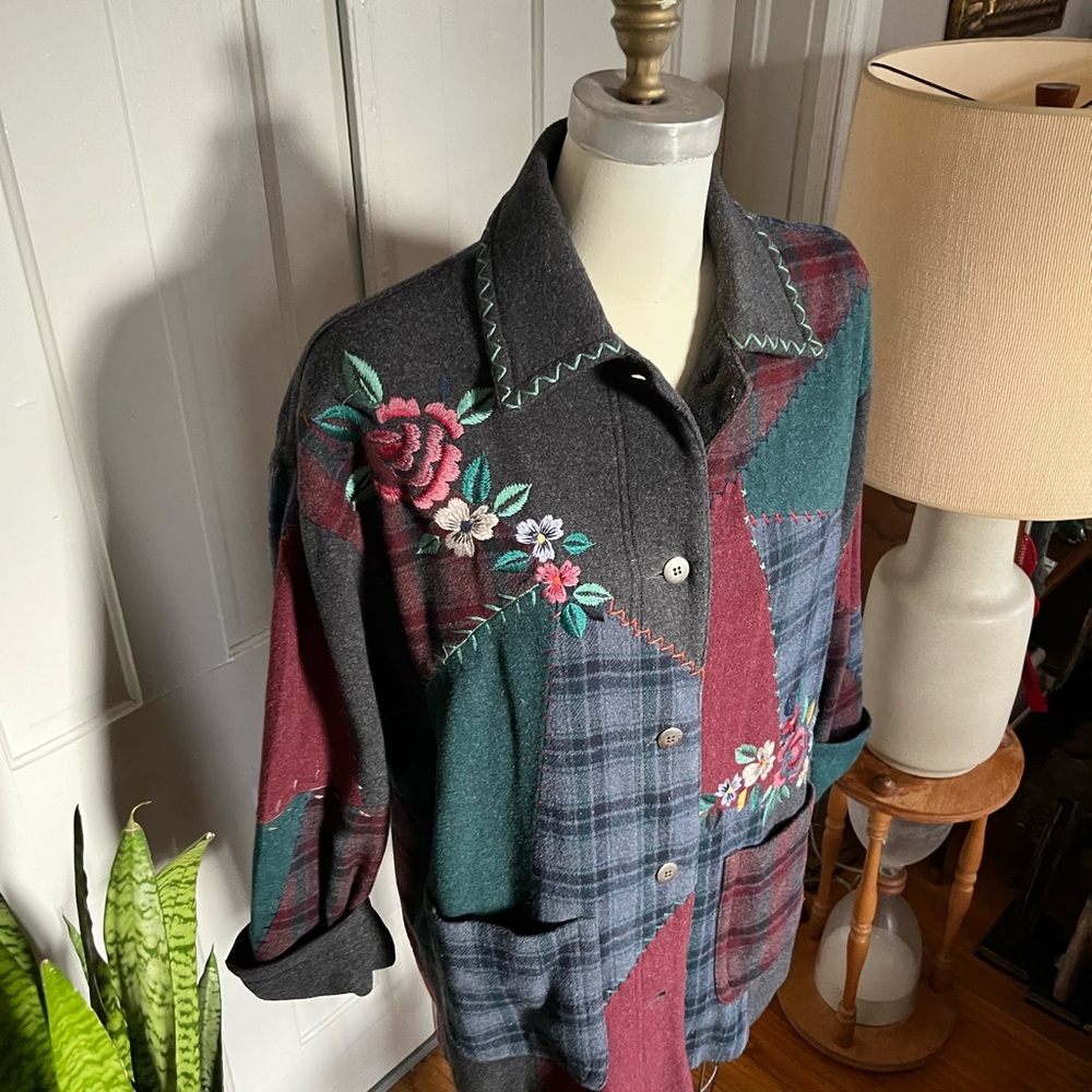 Women's Multicolor Patchwork Jacket With Floral E… - image 2